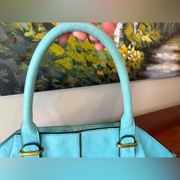 Elliott Lucca Medium Faro Turquoise Leather Satchel Crossbody | Beach Ready ☀️🏝️ - Picture 11 of 17